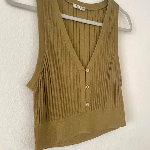 Free People Seascape Sweater Vest tank green Size M - Picture 7 of 11
